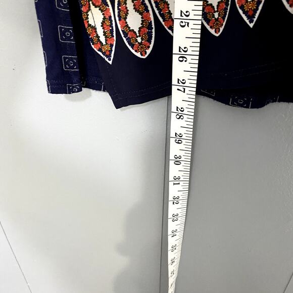 Anthropologie Tiny Blue Persian Pear Paisley Split Neck Mixed Media Boho Top S - Picture 6 of 8
